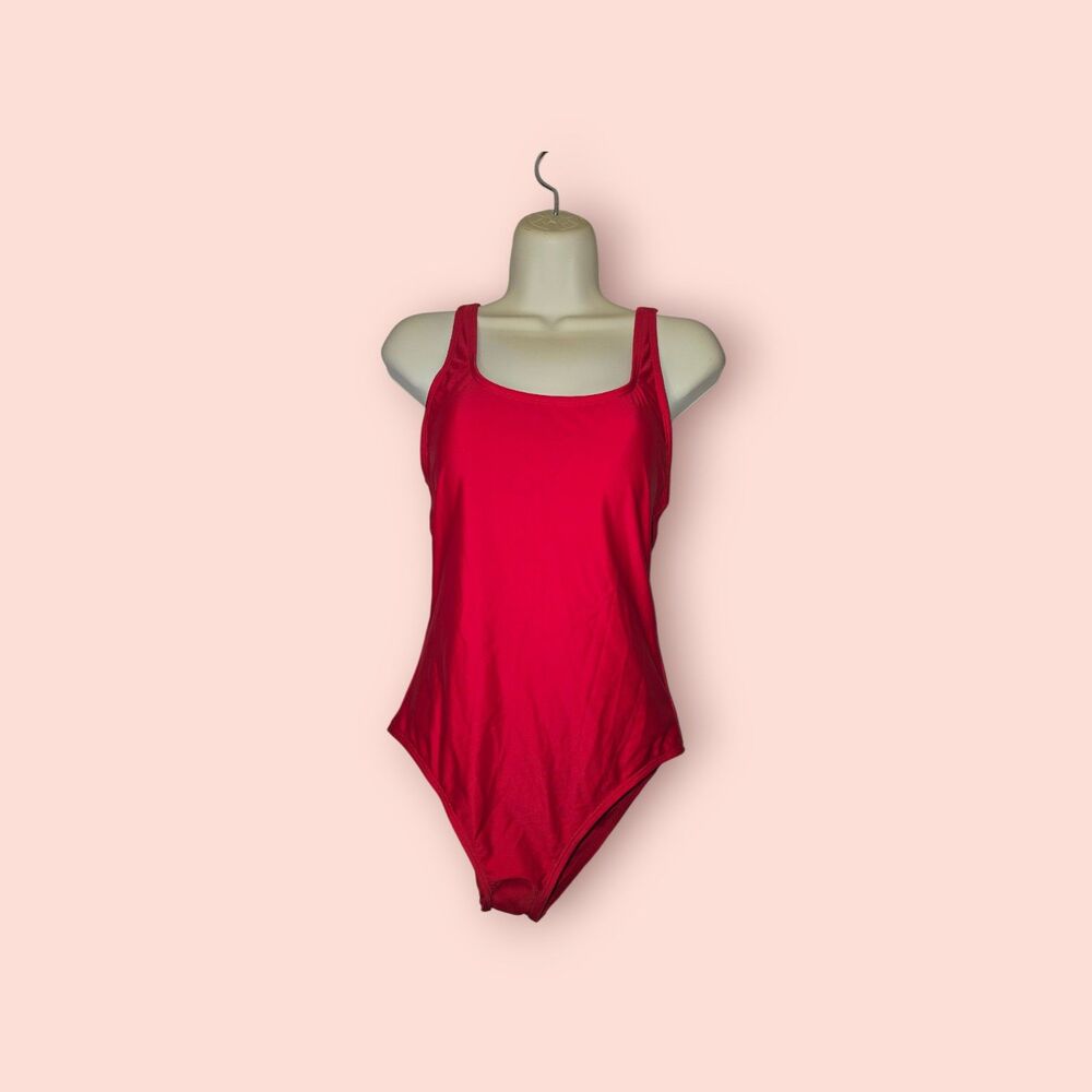Quince Italian Cross-Back One-Piece Swimsuit Cherry Red Size Large Swim Summer L